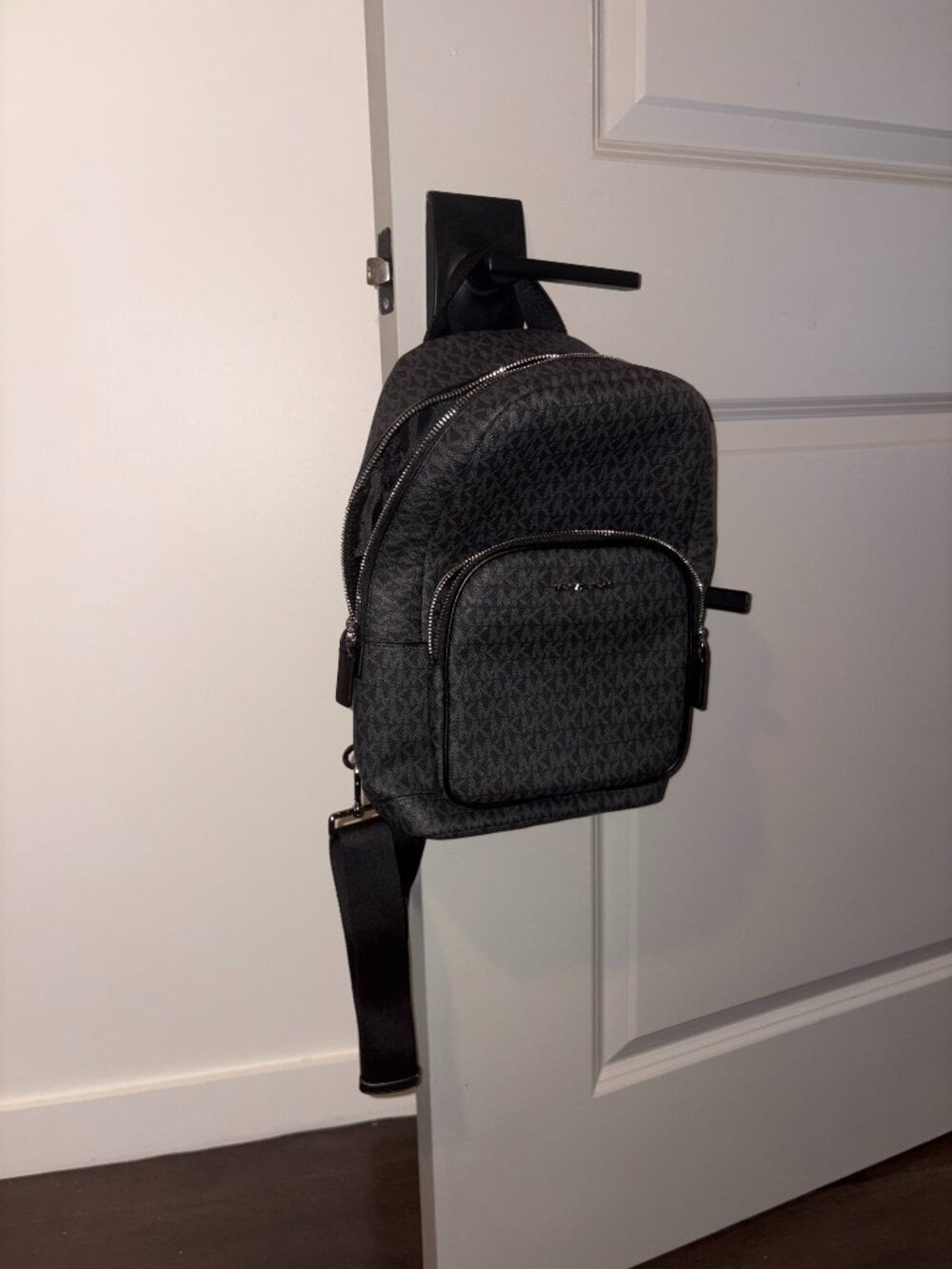 Michael Kors Cooper Sling Pack Crossbody — Black Signature MK Logo